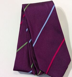 VINTAGE Psycho Bunny  London & New York Purple Tie with Vibrant Stripes